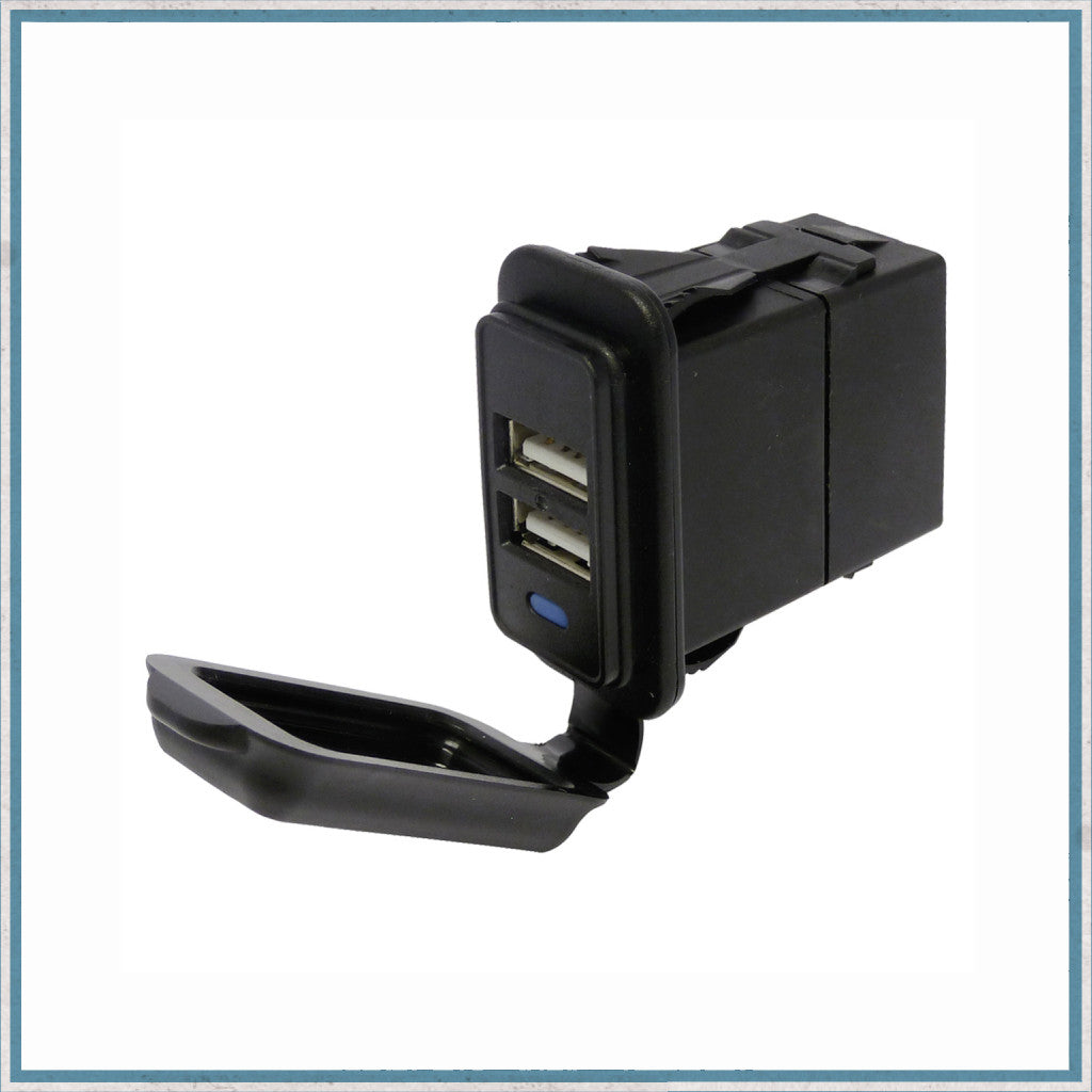 5A Rectangular Waterproof Dual Port USB Socket 12V / 24V-Camper Interiors