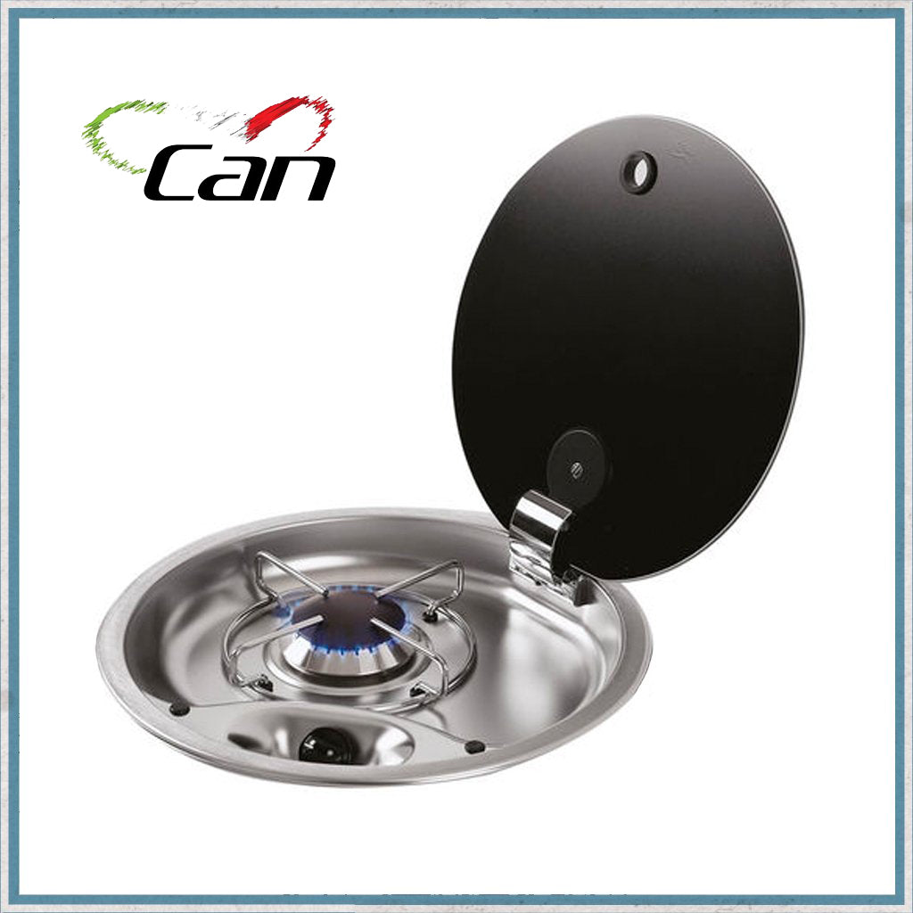 Can FC1345 Single Burner Gas Hob with Glass Lid