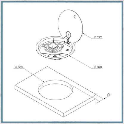 Can FC1345 Single Burner Gas Hob with Glass Lid