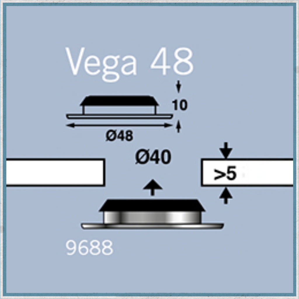 Frilight Vega 48 Motorhome caravan downlight dimensions