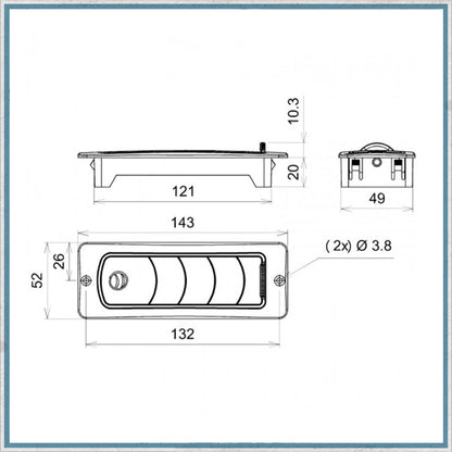 Rectangular Directional Air Vent dimensions for Autoterm, eberspacher, propex and Webasto diesel air heaters