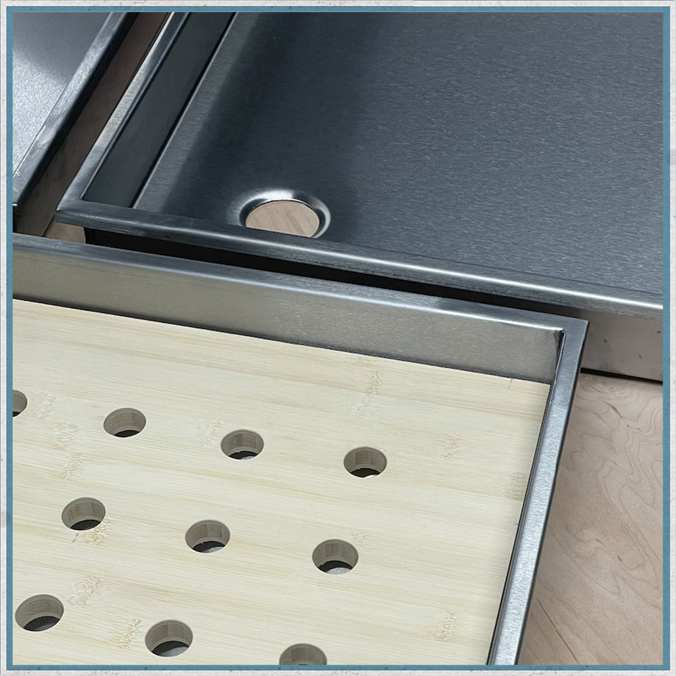 Bespoke Stainless Steel Shower Tray With Optional Hand-Cut Bamboo Duck Boards