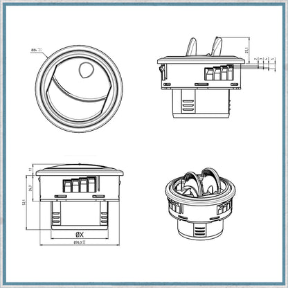 Directional Round Air Vent Dimensions