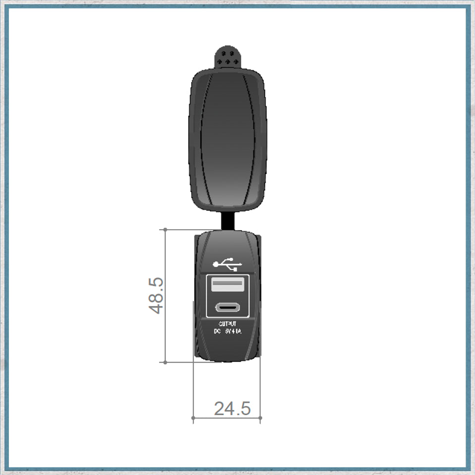 Low Voltage Parts - 2.4A Waterproof Dual Port USB A & USB C Power Socket 12V / 24V