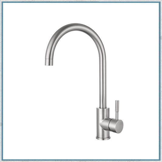 Water - Swan Neck Mixer Tap - Brushed Chrome Finish