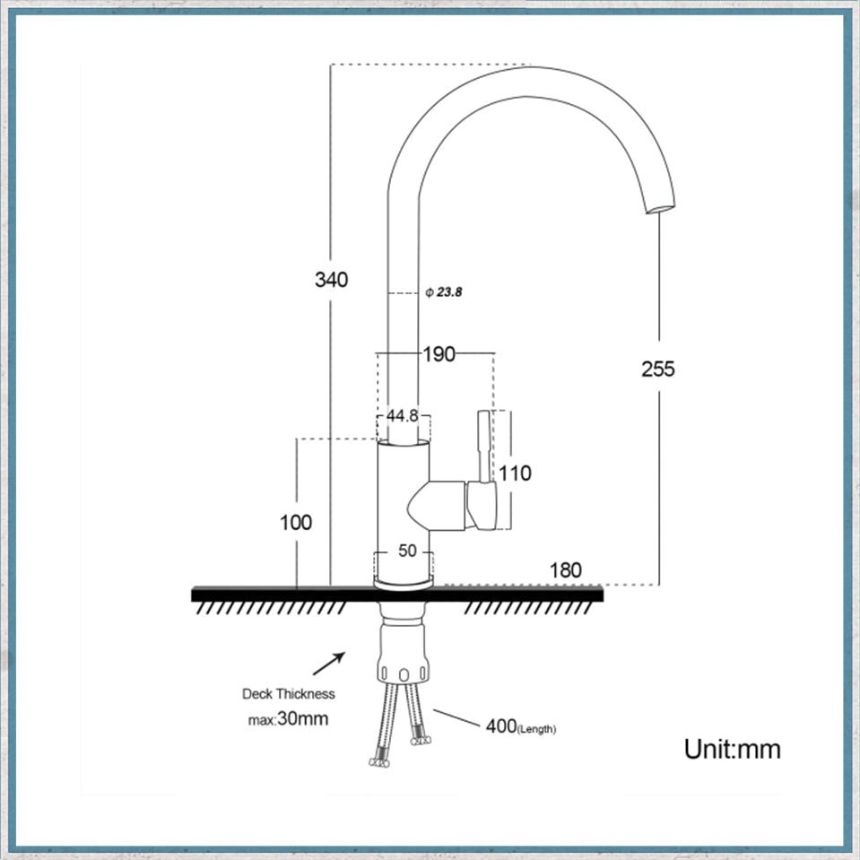 Water - Swan Neck Mixer Tap - Brushed Chrome Finish