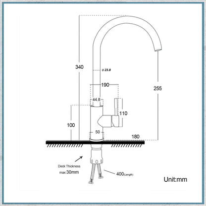 Water - Swan Neck Mixer Tap - Brushed Chrome Finish